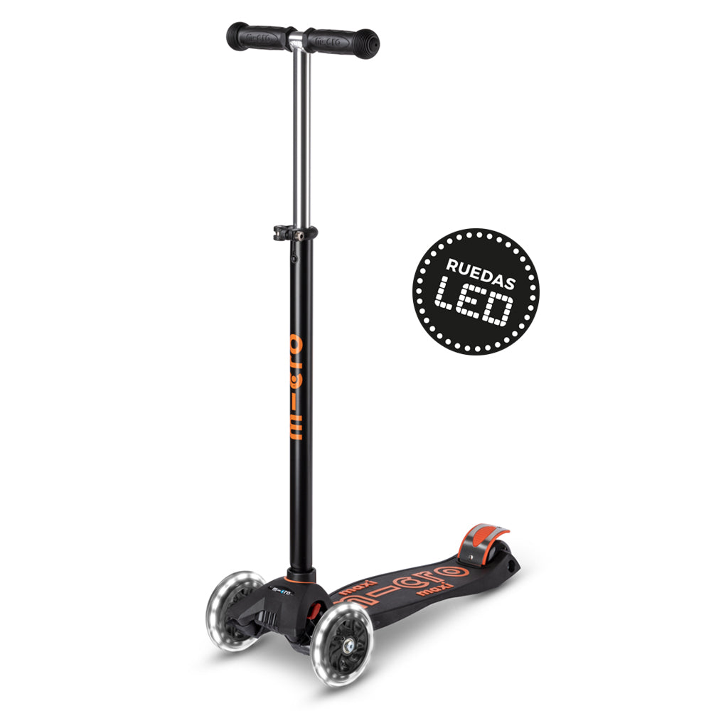 Micro Scooter Maxi Deluxe LED Negro-Naranjo