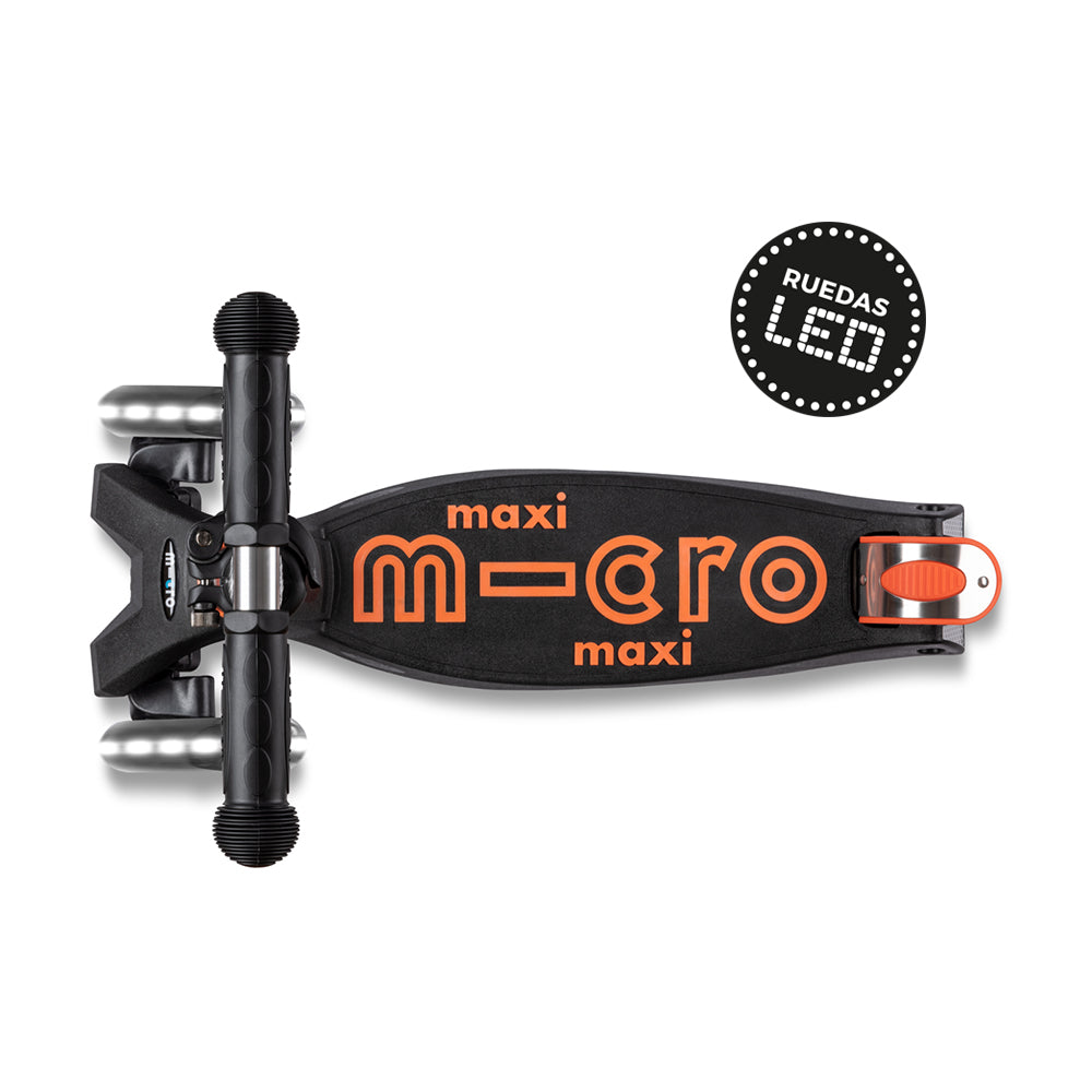 Micro Scooter Maxi Deluxe LED Negro-Naranjo