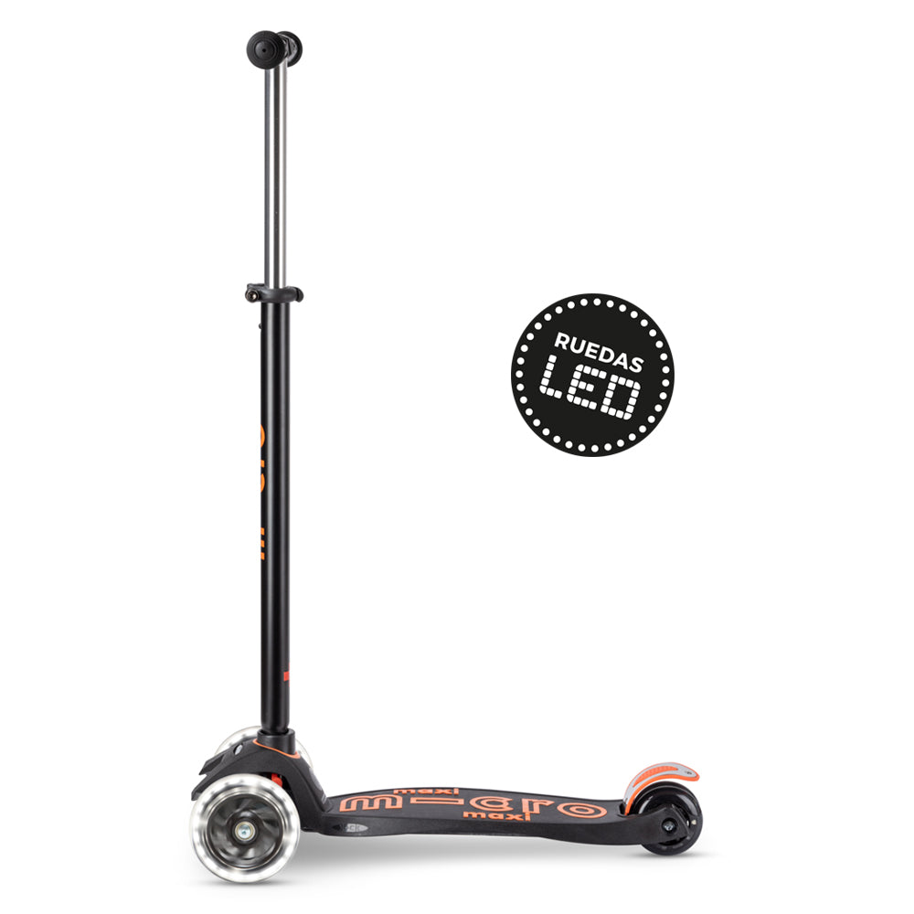 Micro Scooter Maxi Deluxe LED Negro-Naranjo