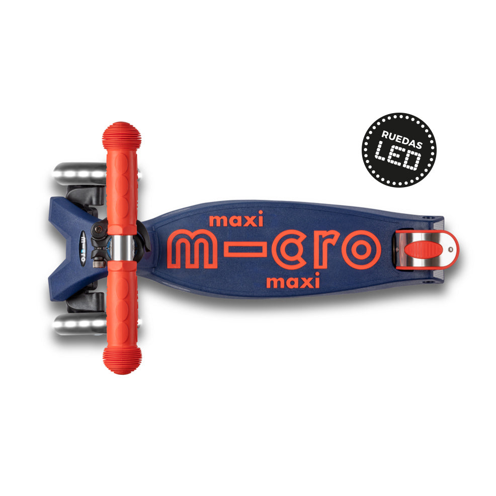 Micro Scooter Maxi Deluxe LED PLEGABLE Azul Marino - Rojo