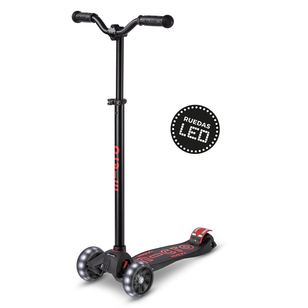 Micro Scooter Maxi Deluxe LED PRO Negro-Rojo