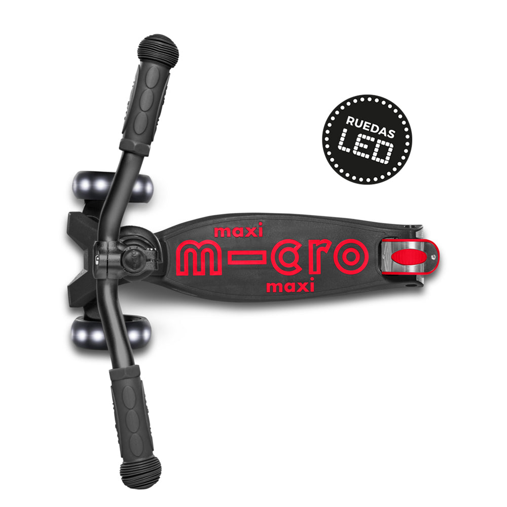 Micro Scooter Maxi Deluxe LED PRO Negro-Rojo