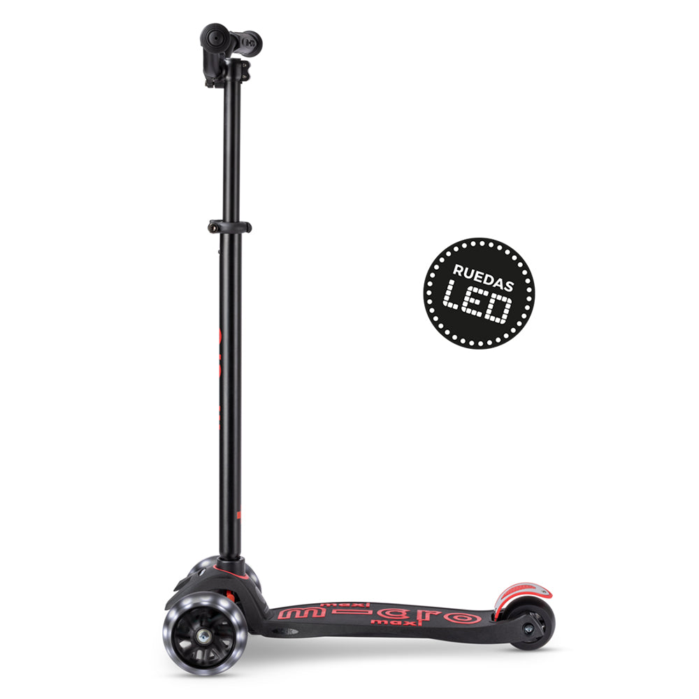 Micro Scooter Maxi Deluxe LED PRO Negro-Rojo