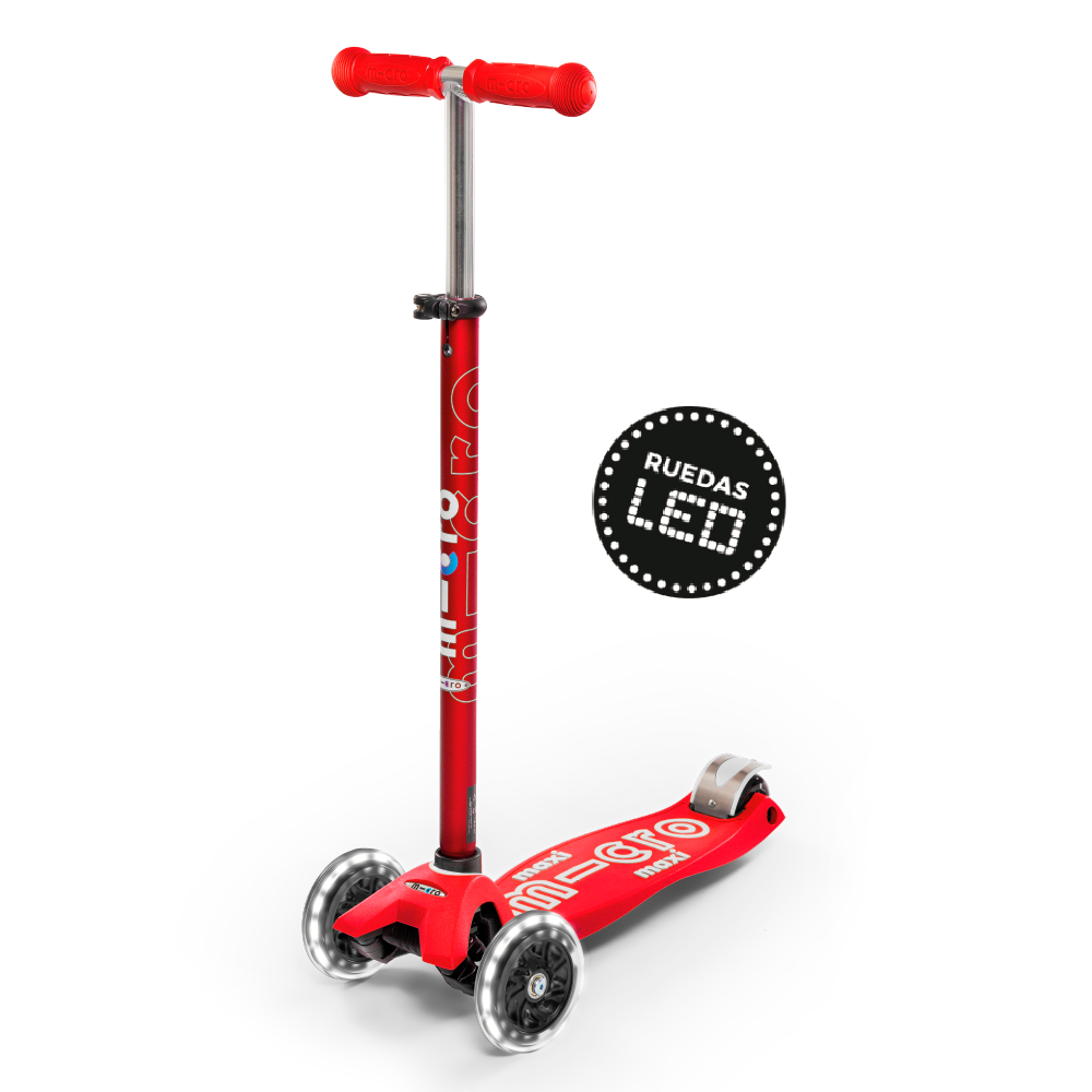 Micro Scooter Maxi Deluxe LED Rojo