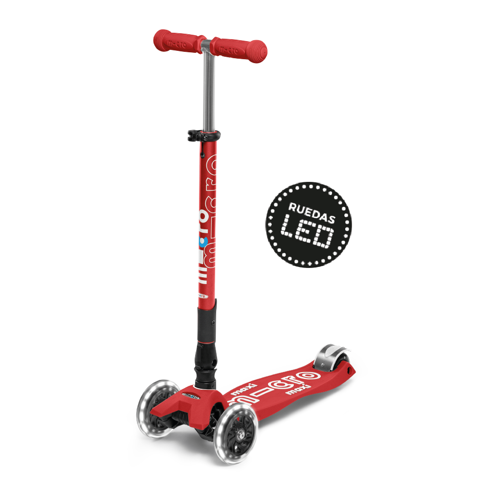 Micro Scooter Maxi Deluxe LED PLEGABLE Rojo