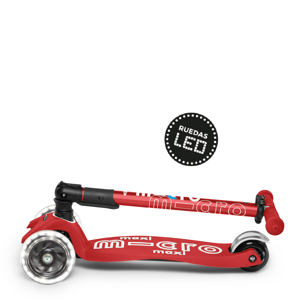 Micro Scooter Maxi Deluxe LED PLEGABLE Rojo