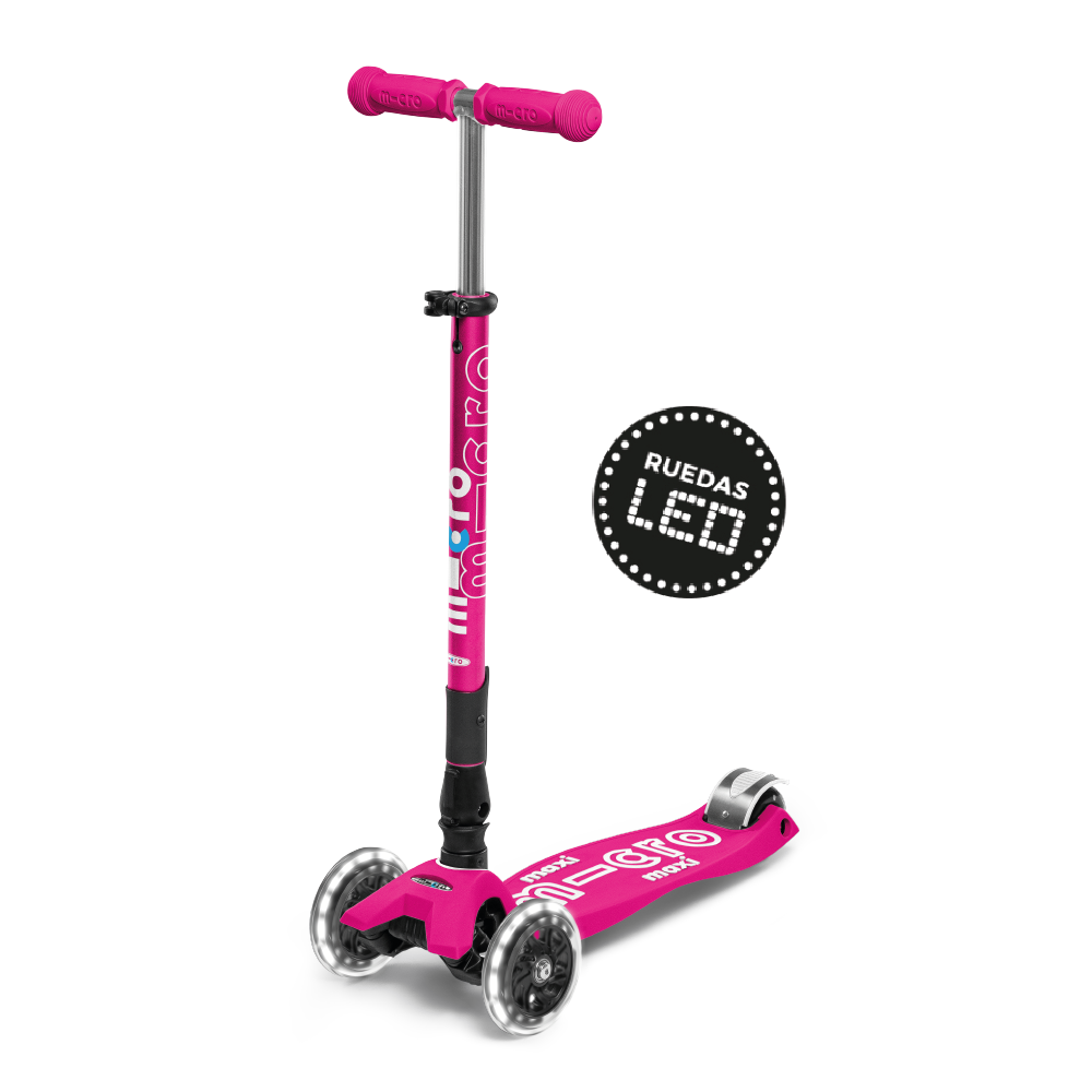 Micro Scooter Maxi Deluxe LED PLEGABLE Rosado Fuerte