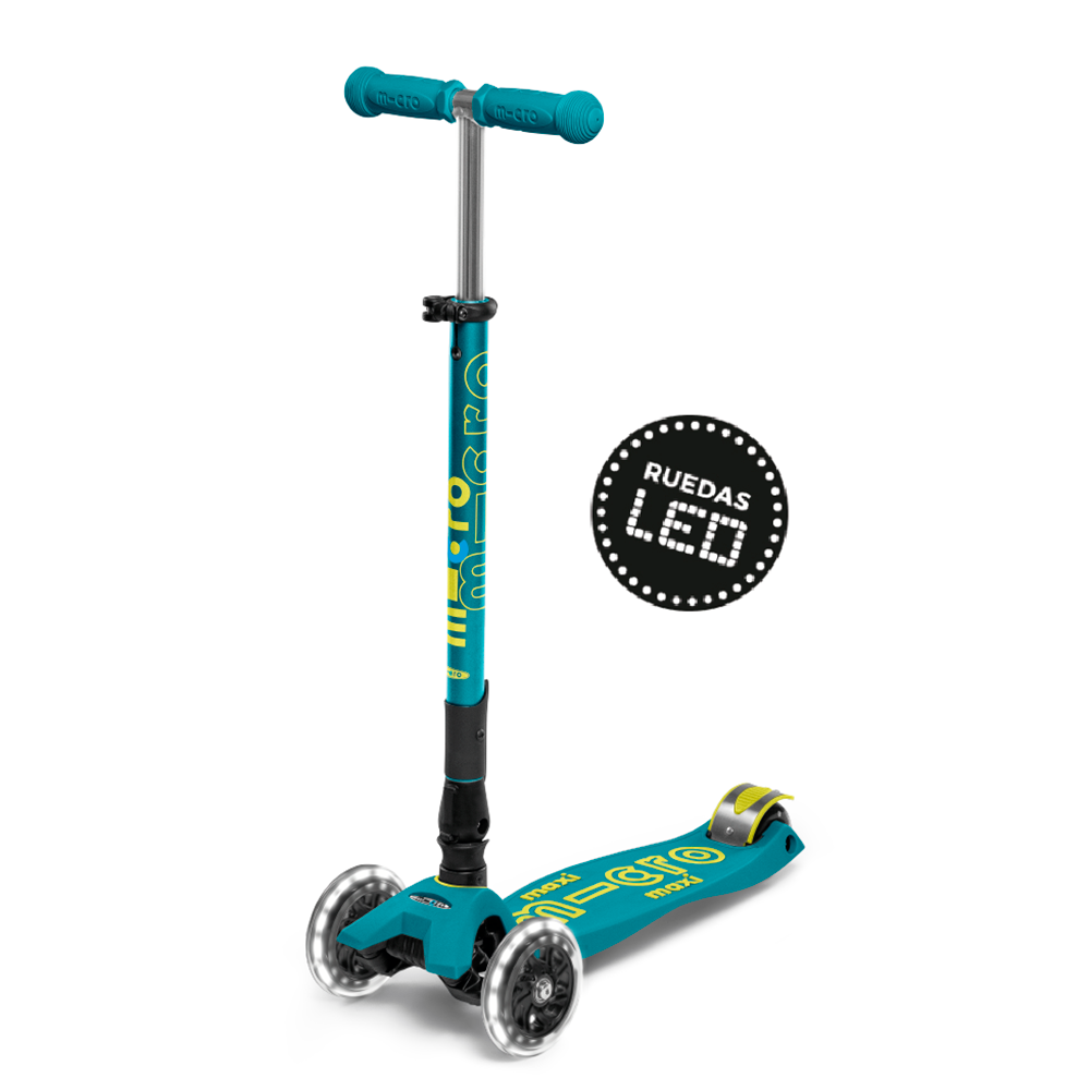 Micro Scooter Maxi Deluxe LED PLEGABLE Verde Petróleo