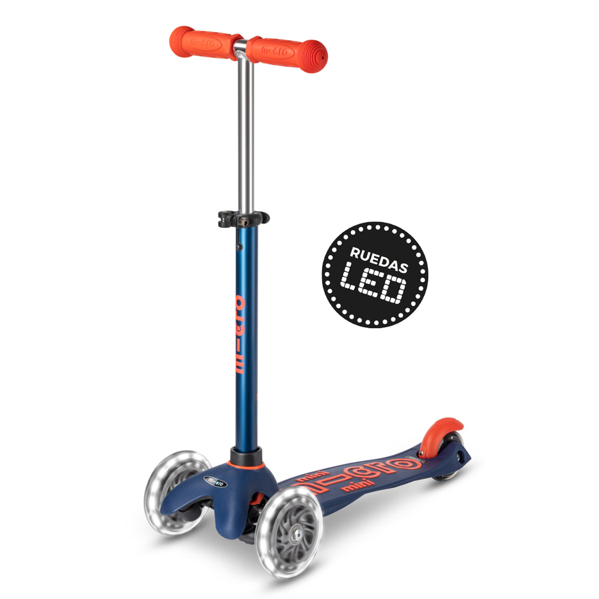 Micro Scooter Mini Deluxe LED Azul Marino - Rojo