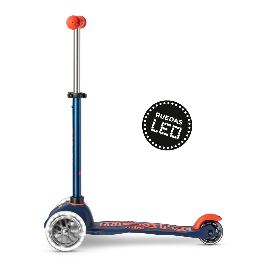 Micro Scooter Mini Deluxe LED Azul Marino - Rojo