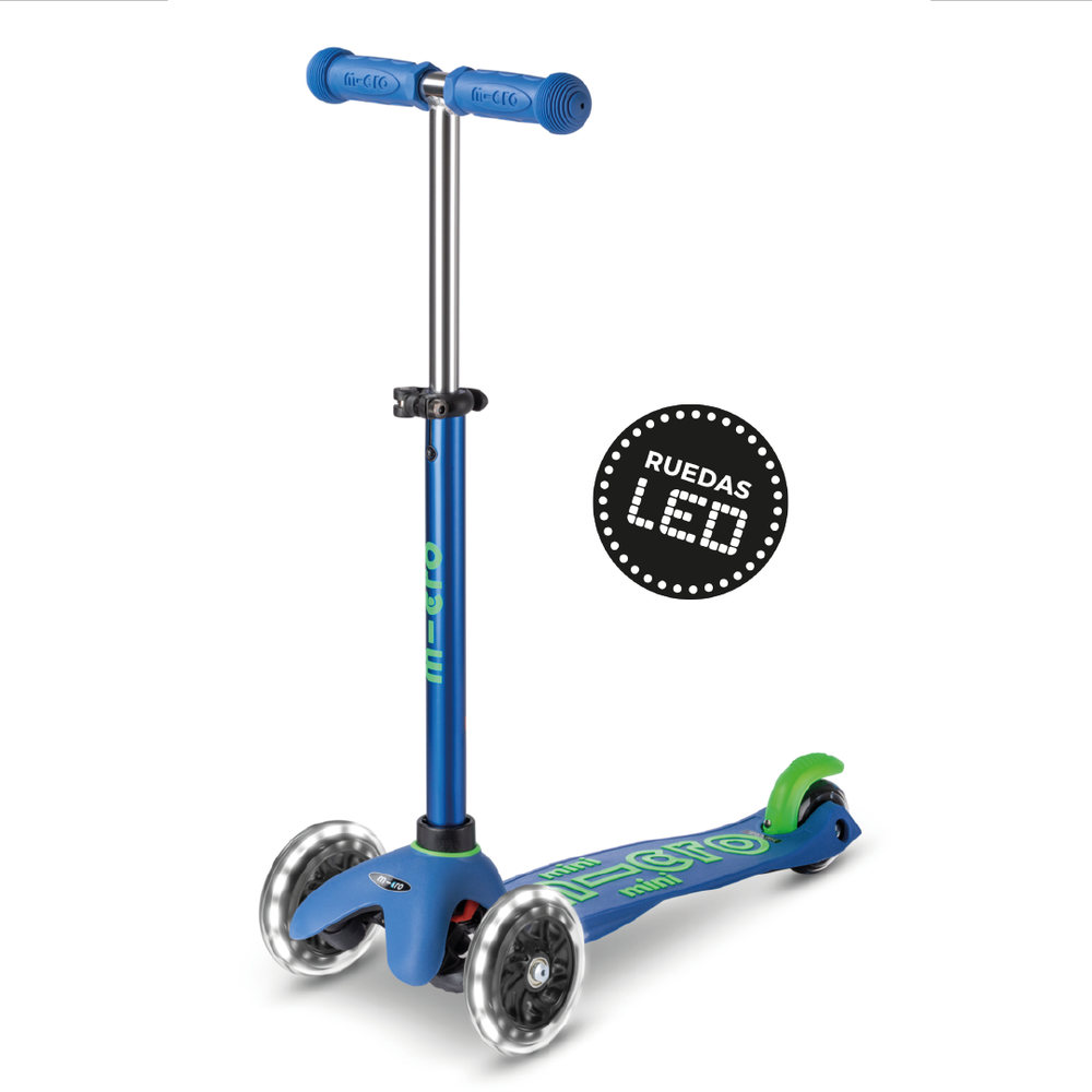 Mini Led 3 Color Micro Scooter niños Mini Led 3 ruedas Azul Verde