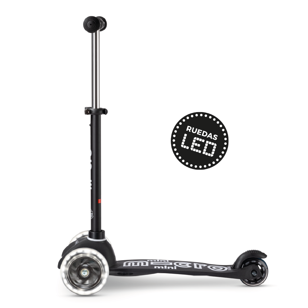 Micro Scooter Mini Deluxe Led ECO Negro