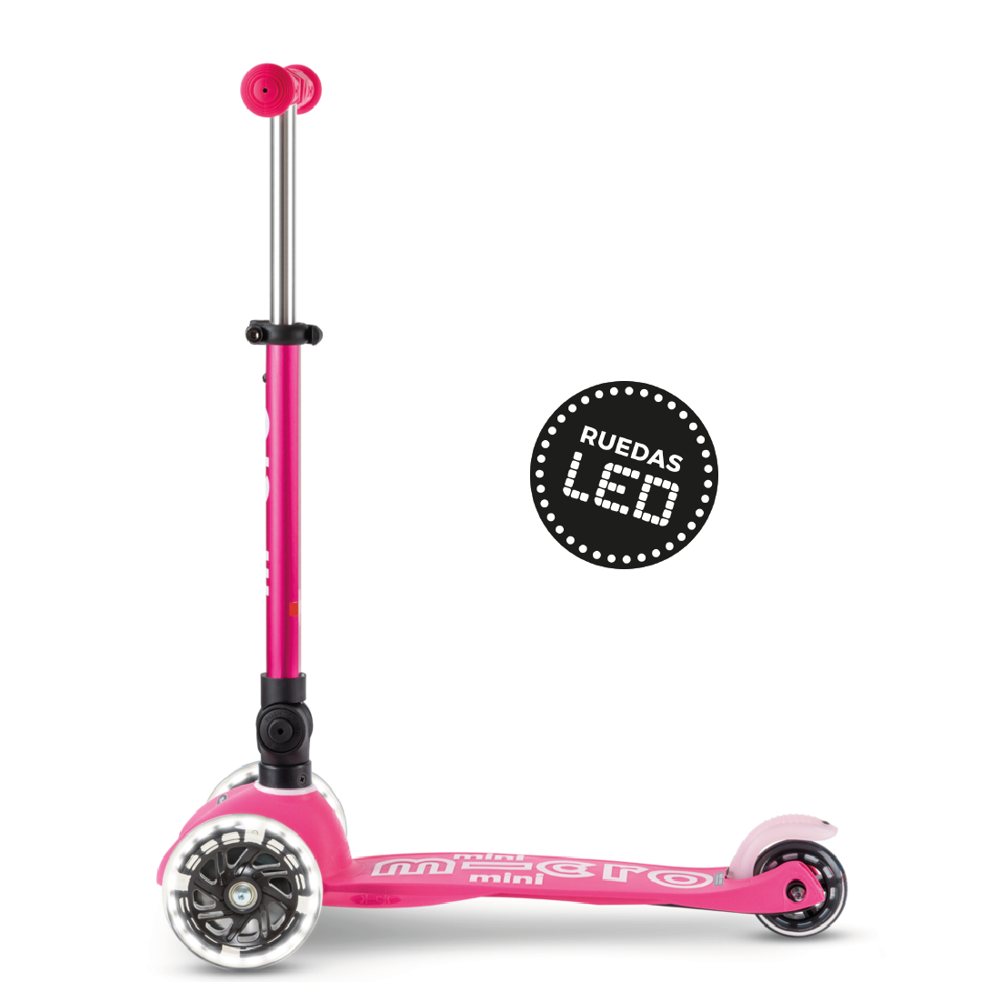 Micro Scooter Mini Deluxe LED PLEGABLE Rosado