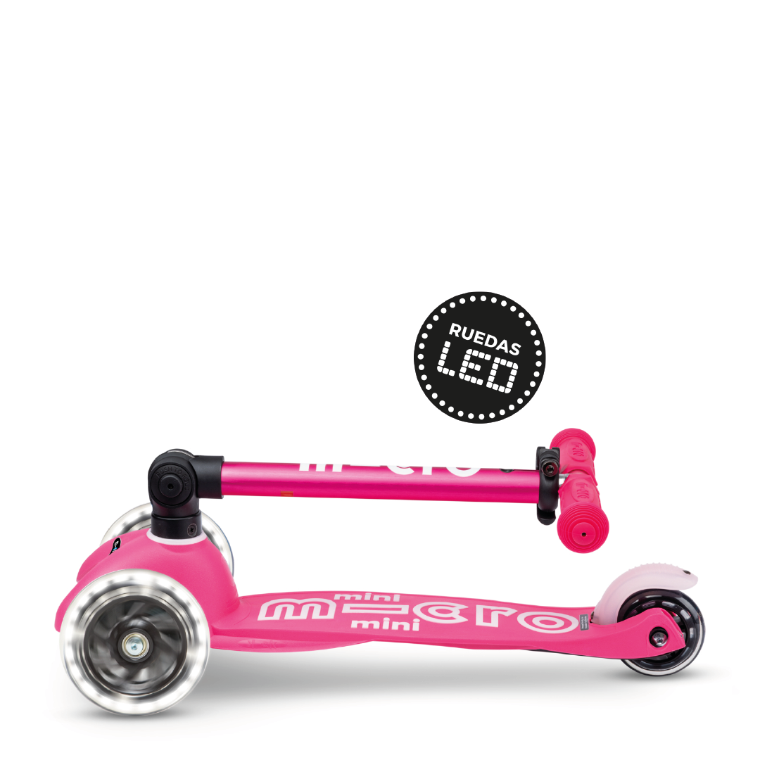 Micro Scooter Mini Deluxe LED PLEGABLE Rosado