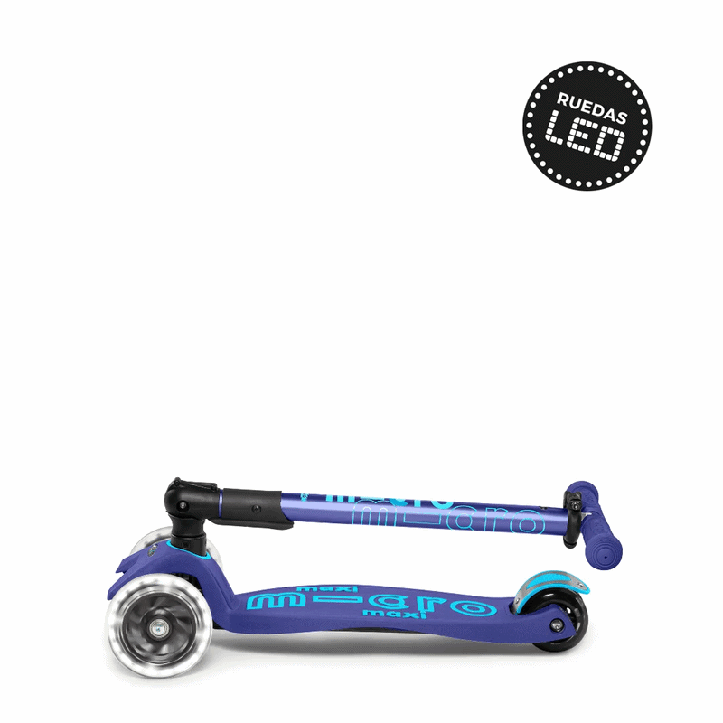 Micro Scooter niños Maxi Led Plegable 3 ruedas Azul