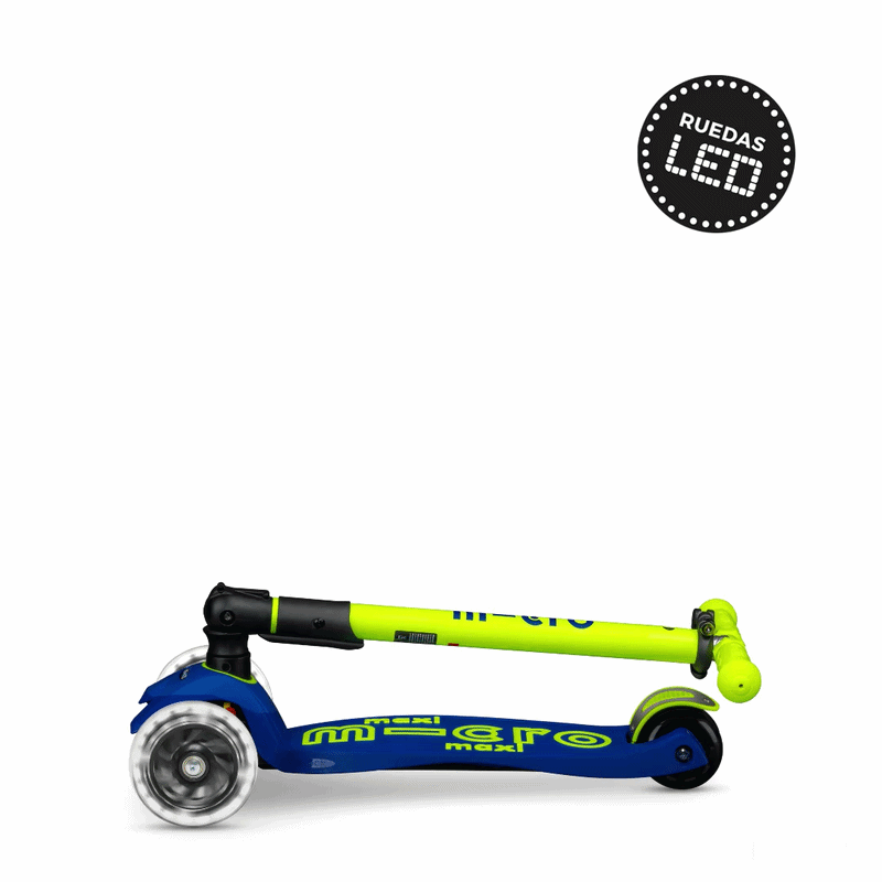 Micro Scooter niños Maxi Led Plegable 3 ruedas Amarillo Neón