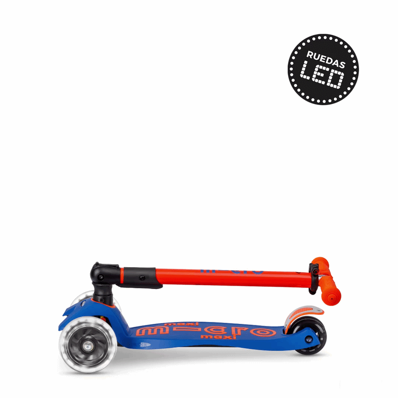 Micro Scooter niños Maxi Led Plegable 3 ruedas Naranjo Neón