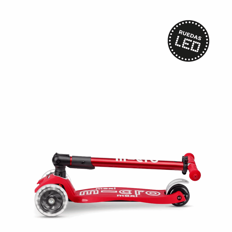 Micro Scooter niños Maxi Led Plegable 3 ruedas Rojo