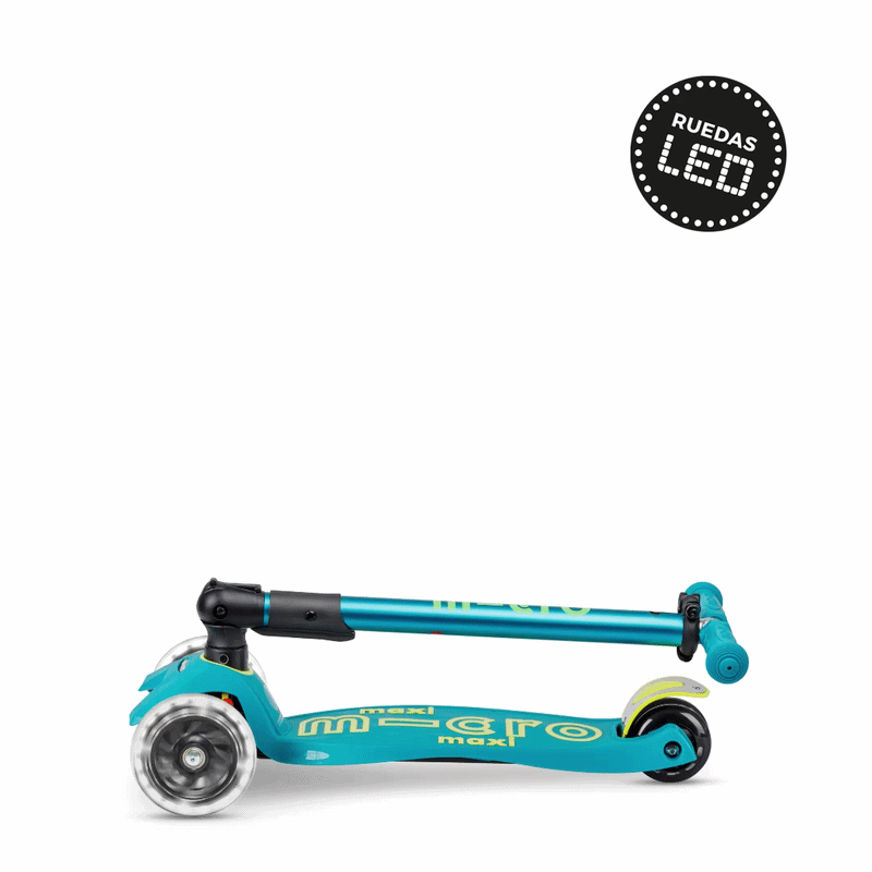 Micro Scooter niños Maxi Led Plegable 3 ruedas Verde