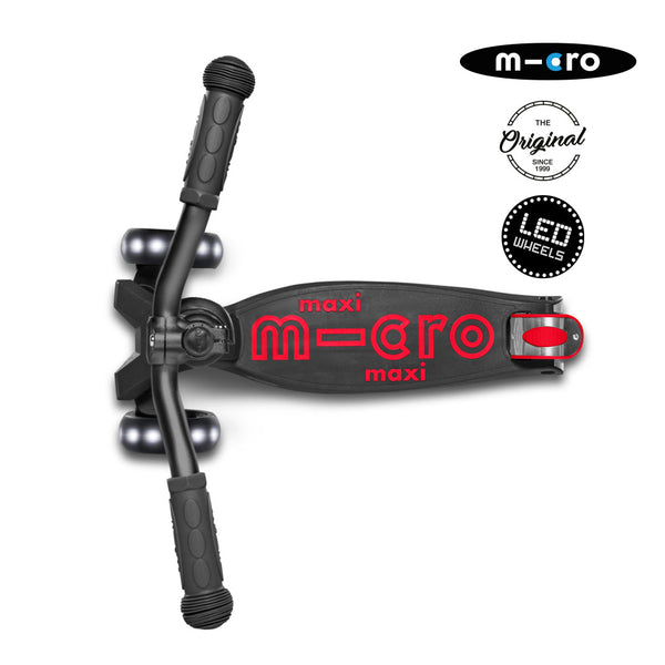 Micro Scooter Maxi Deluxe PRO LED Negro-Rojo