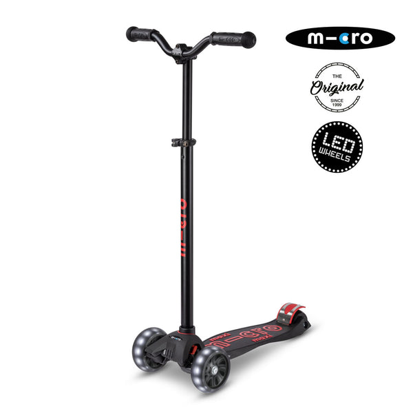 Micro Scooter Maxi Deluxe PRO LED Negro-Rojo