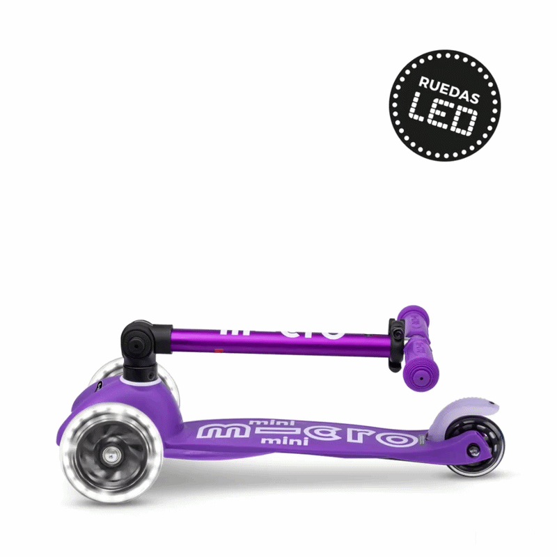 Micro Scooter niños Mini Led Plegable 3 ruedas Morado