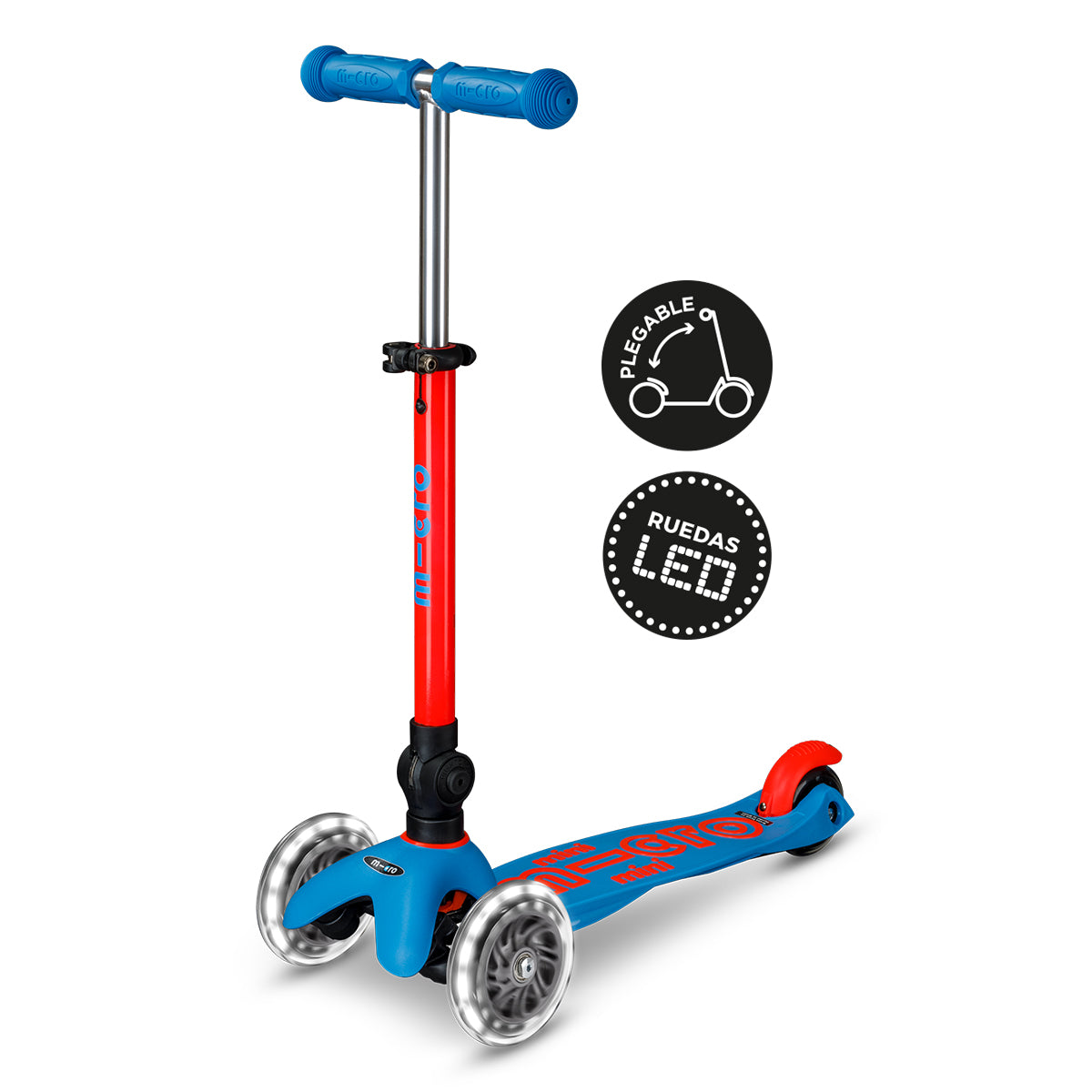 PREVENTA Micro Scooter niños Mini Led Plegable 3 ruedas Neón Naranjo Aqua