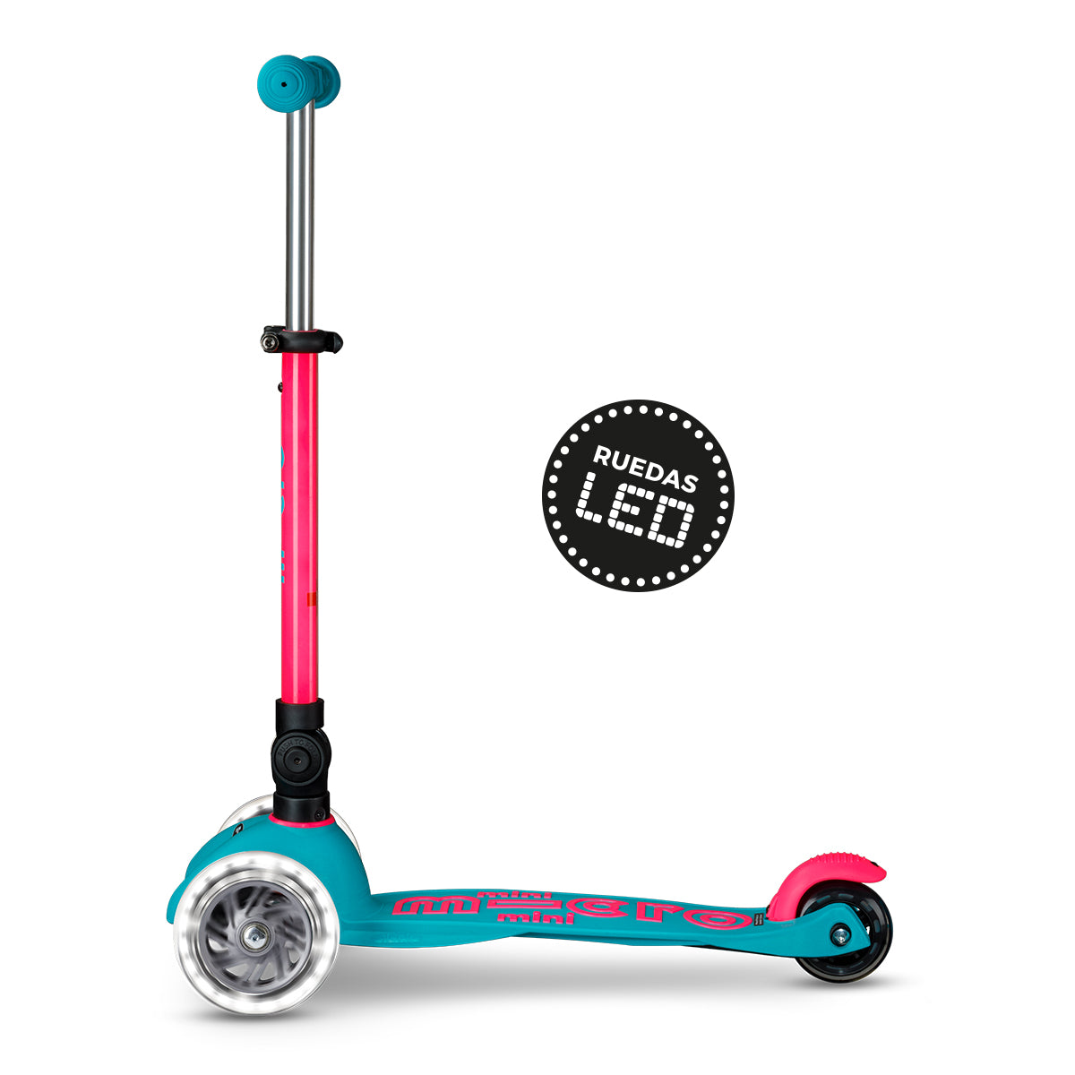 PREVENTA Micro Scooter niños Mini Led Plegable 3 ruedas Neón Rosado Aqua