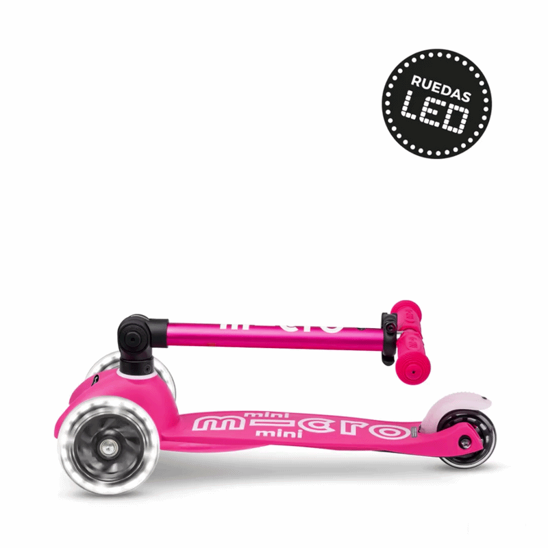 Micro Scooter niños Mini Led Plegable 3 ruedas Rosado