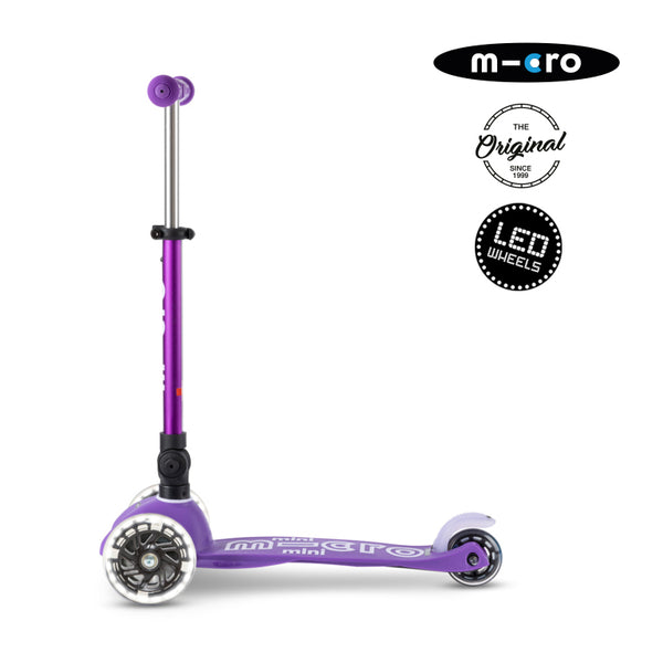 Micro Scooter Mini Deluxe LED PLEGABLE Morado