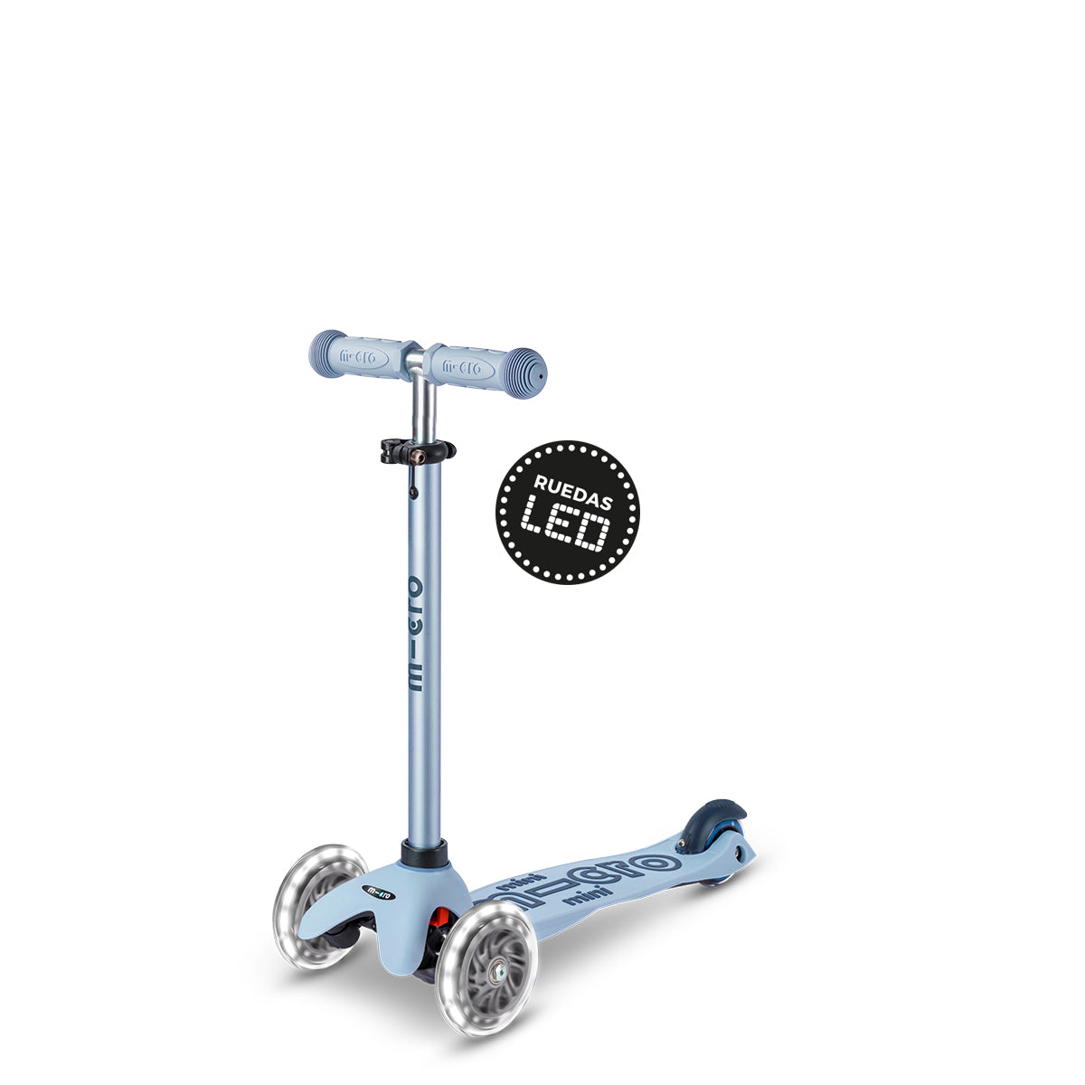 Micro Scooter niños Mini 4 Etapas Led 3 ruedas Celeste
