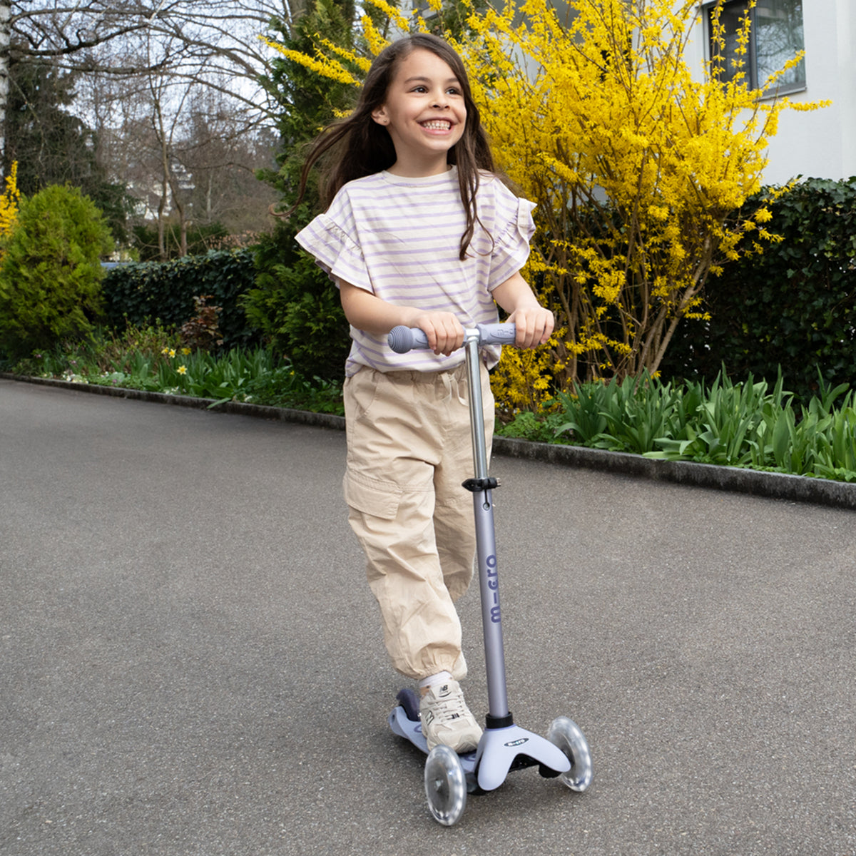 Micro Scooter niños Mini 4 Etapas Led 3 ruedas Lavanda