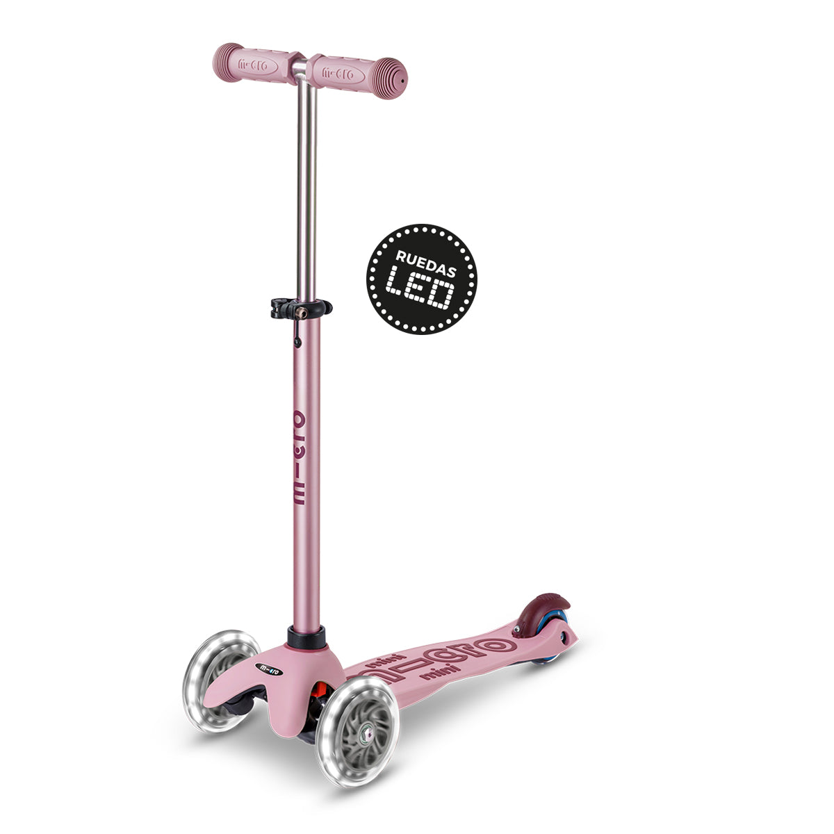 Micro Scooter niños Mini 4 Etapas Led 3 ruedas Rosa
