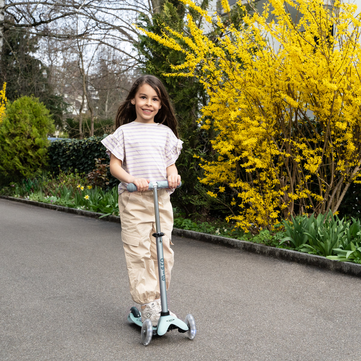 Micro Scooter niños Mini 4 Etapas Led 3 ruedas Verde