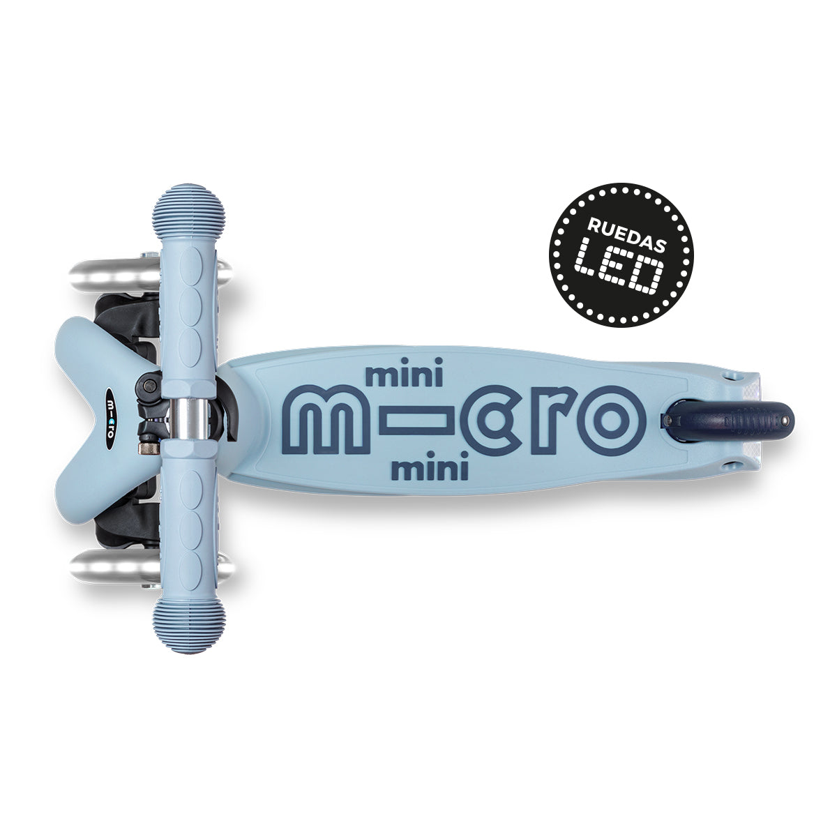 Micro Scooter niños Mini Balancín 6 Etapas Led 3 ruedas Celeste