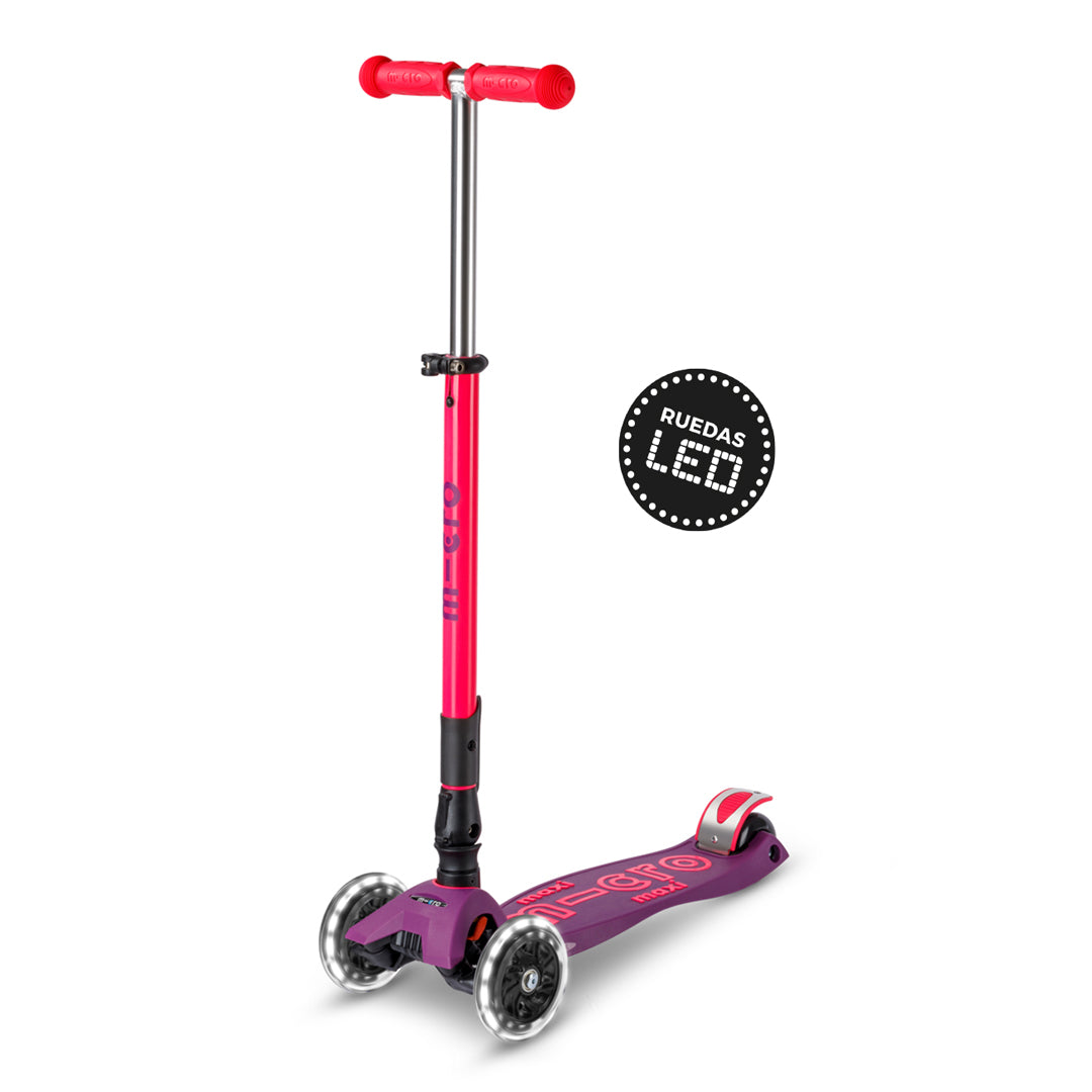 Micro Scooter Maxi Deluxe LED Plegable NEON Rosado