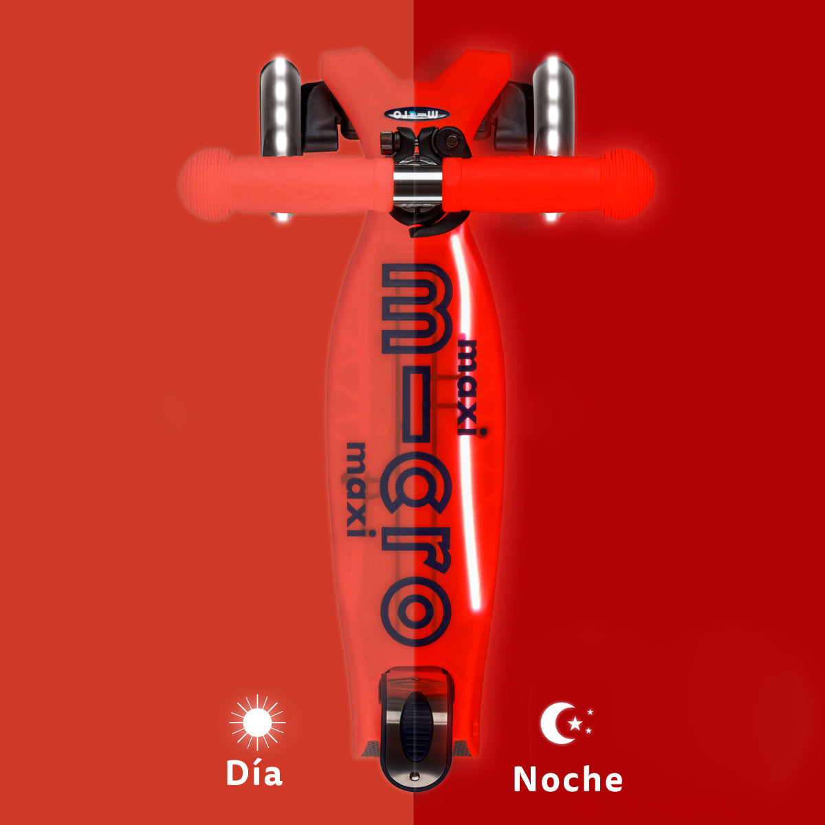 Micro Scooter Maxi Deluxe LED Brilla de Noche Rojo