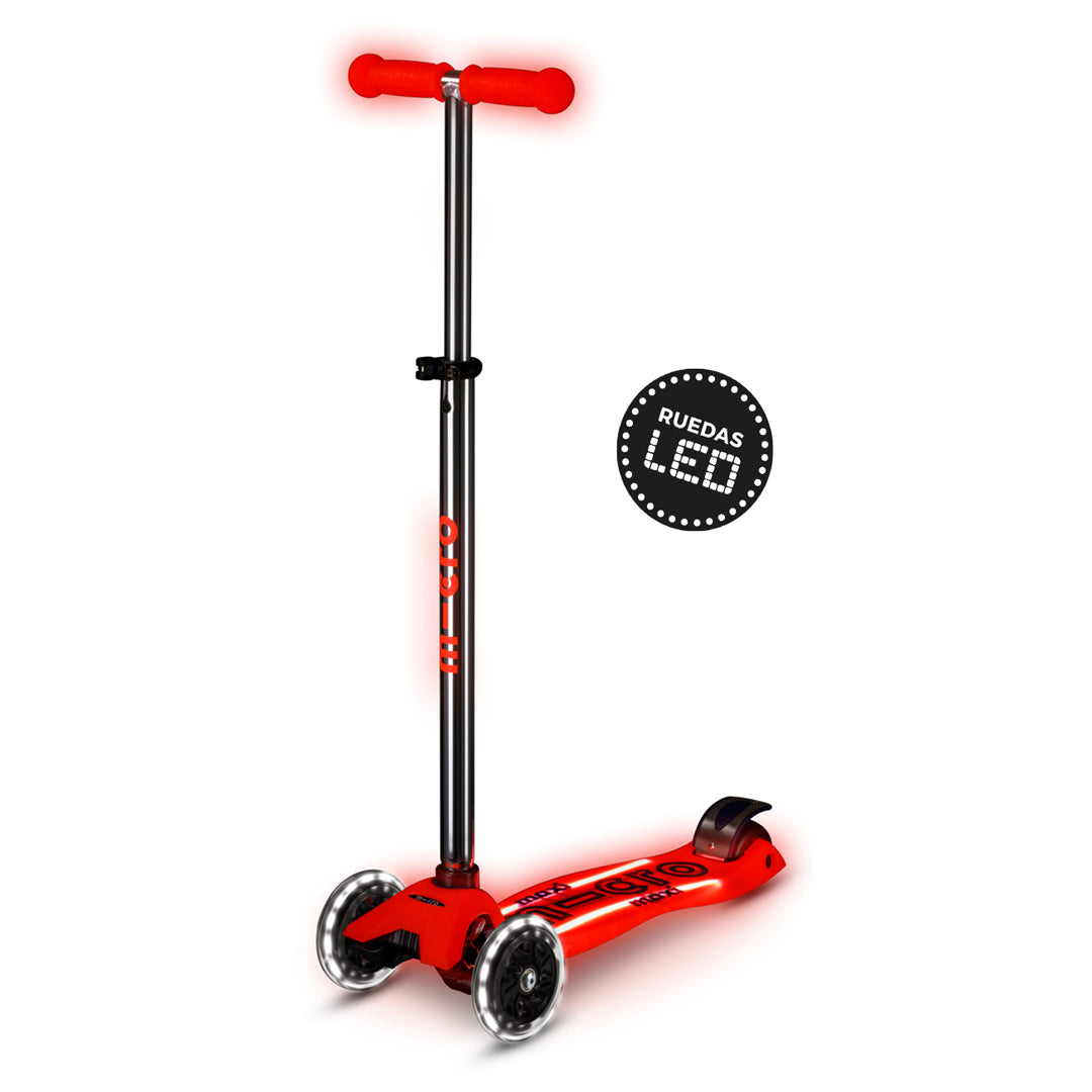 Micro Scooter Maxi Deluxe LED Brilla de Noche Rojo