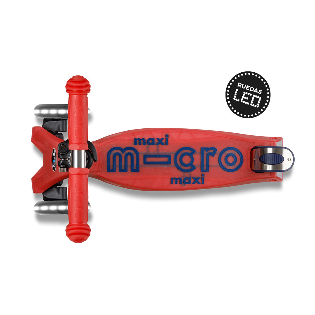 Micro Scooter Maxi Deluxe LED Brilla de Noche Rojo