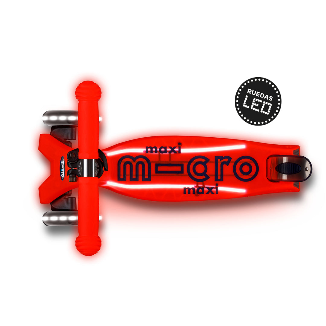 Micro Scooter Maxi Deluxe LED Brilla de Noche Rojo