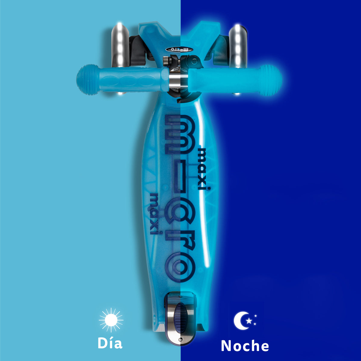 Micro Scooter Maxi Deluxe LED Brilla de Noche Celeste