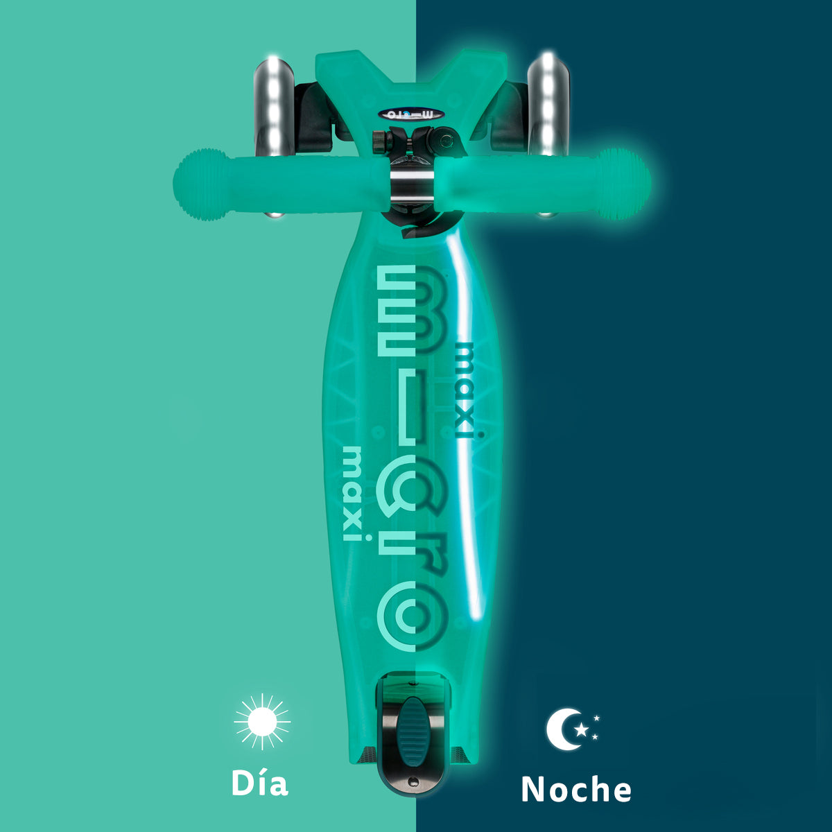 Micro Scooter Maxi Deluxe LED Brilla de Noche Aqua