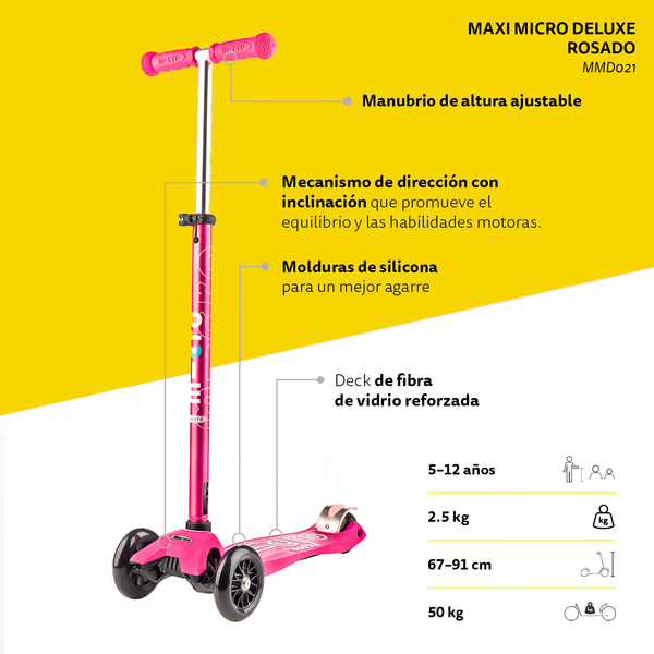 Micro Scooter Maxi Deluxe Rosado