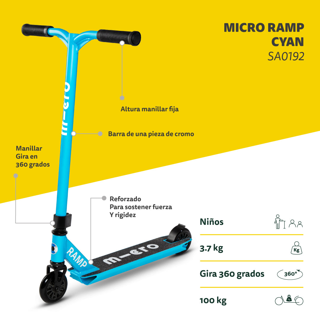 Micro Scooter freestyle Ramp Cyan / Principiantes