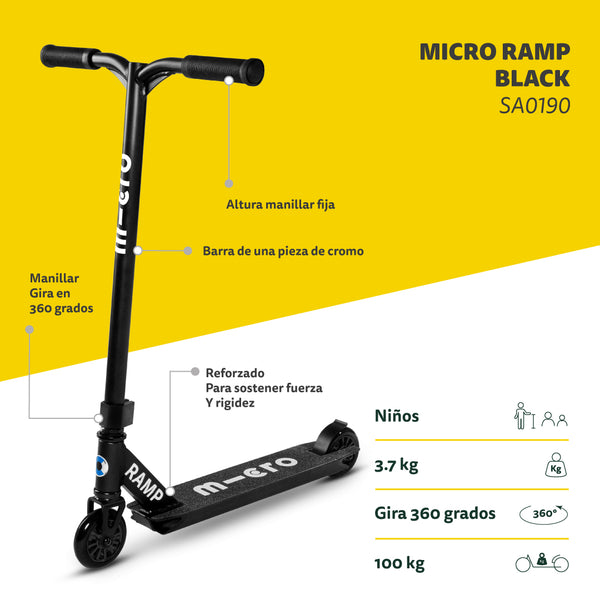 Micro Scooter freestyle Ramp Negro / Principiantes