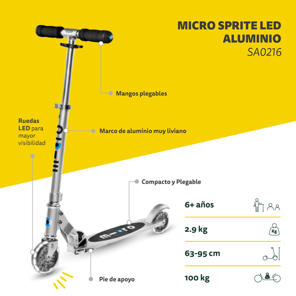 Micro Scooter Sprite LED Aluminio