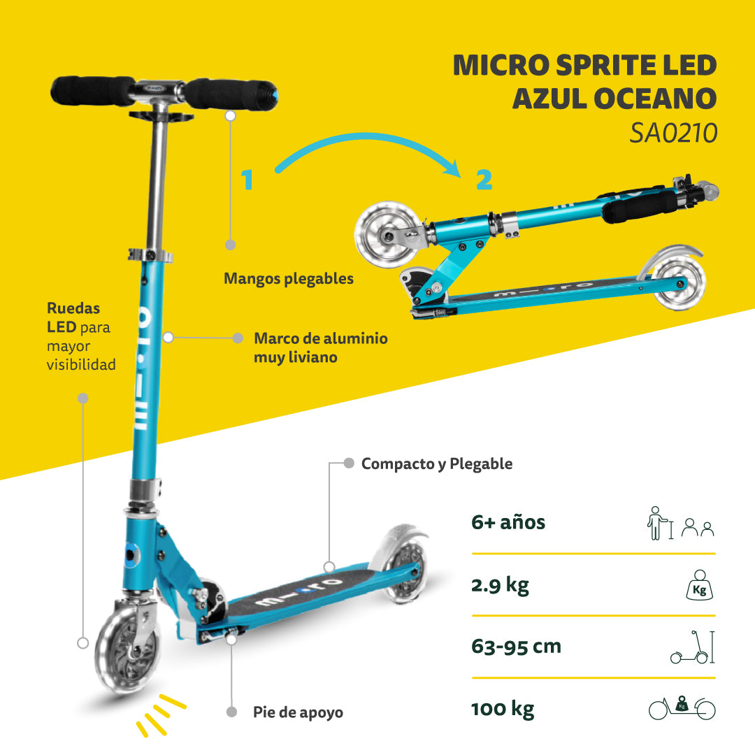 Micro Scooter Sprite LED Celeste