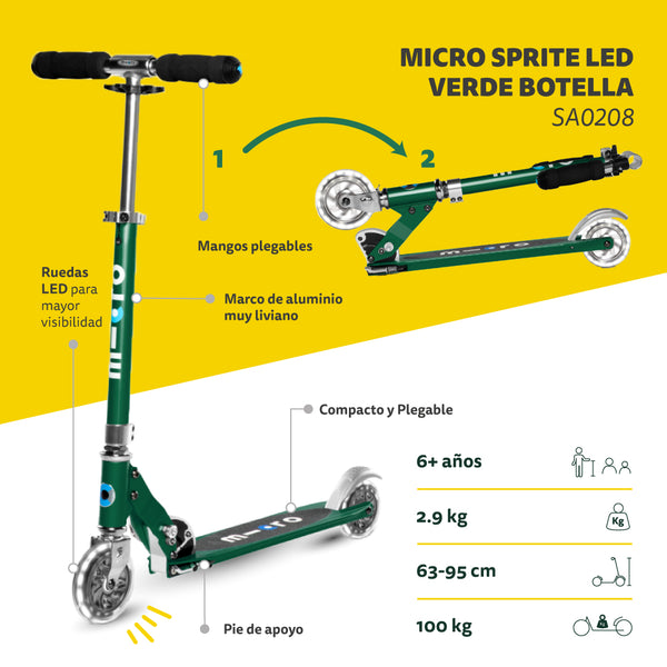 Micro Scooter Sprite LED Verde botella