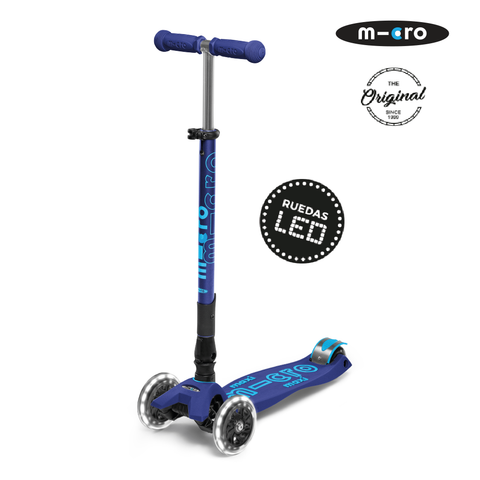 Micro Scooter Maxi Deluxe PLEGABLE LED Azul Marino