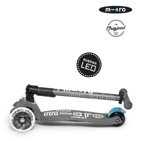 Micro Scooter Maxi Deluxe PLEGABLE LED Gris Volcano